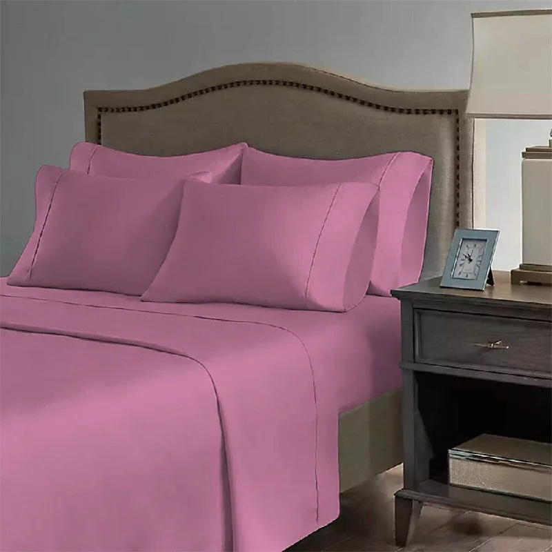 Sheet Sets with Multiple Pillowcase Options2200 Count 6 Pc Premium Bamboo Deep Pocket Twin Sheet Light Plum