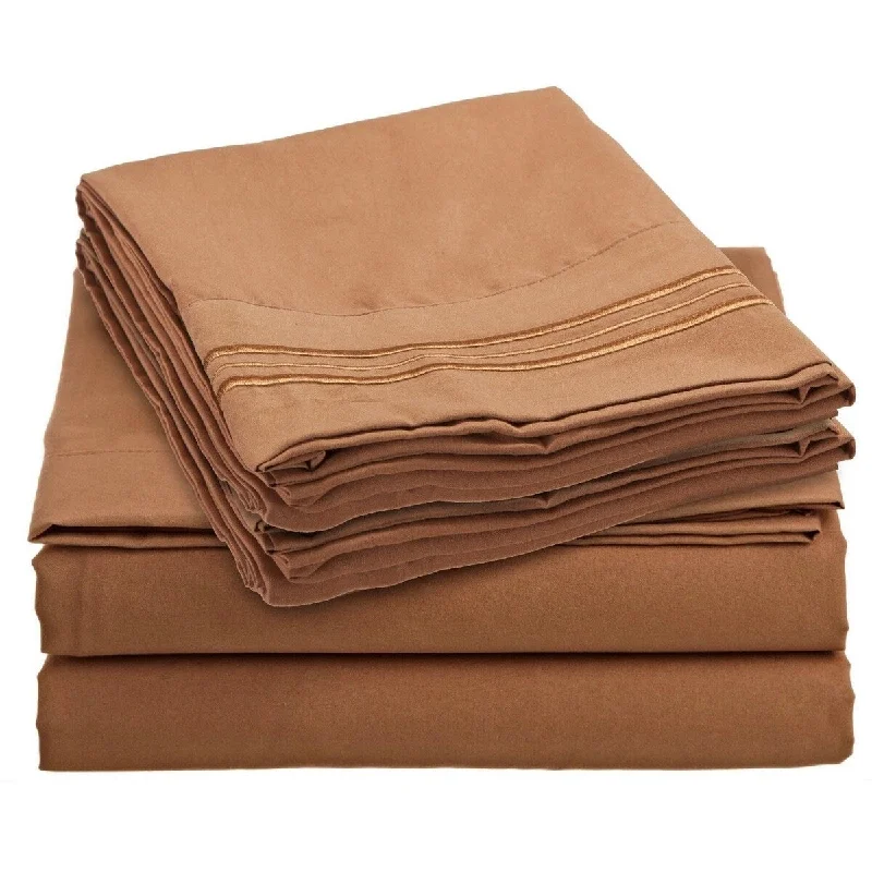 King - Size Sheet Sets with a Decorative Pillow Set4 Piece 1600 Count Super Soft Sheet Set Twin Mocha Brown