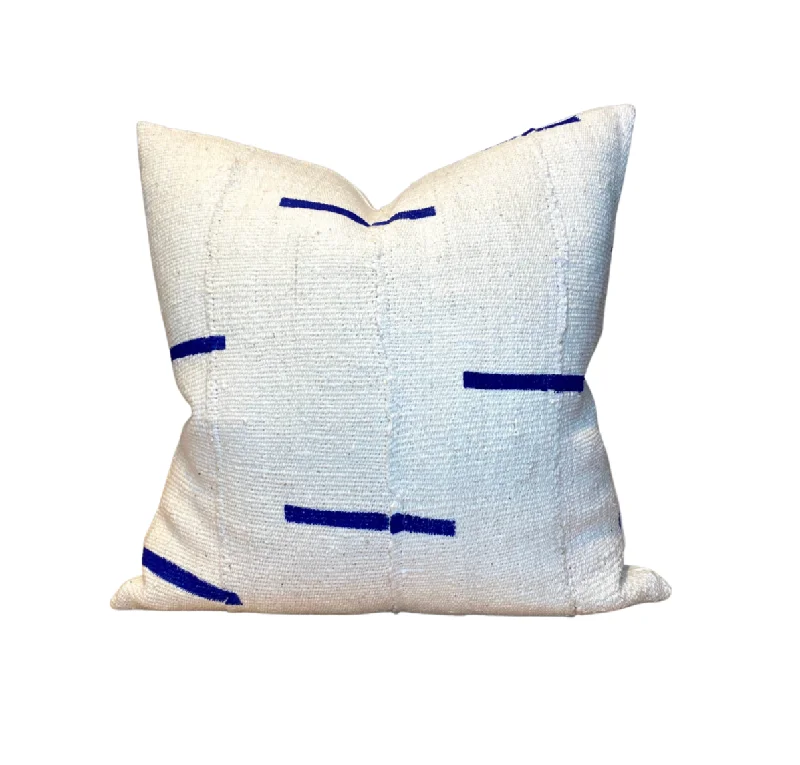 Plush Pillows for a Cozy BedDashes Print Mudcloth Pillow Cover in Indigo