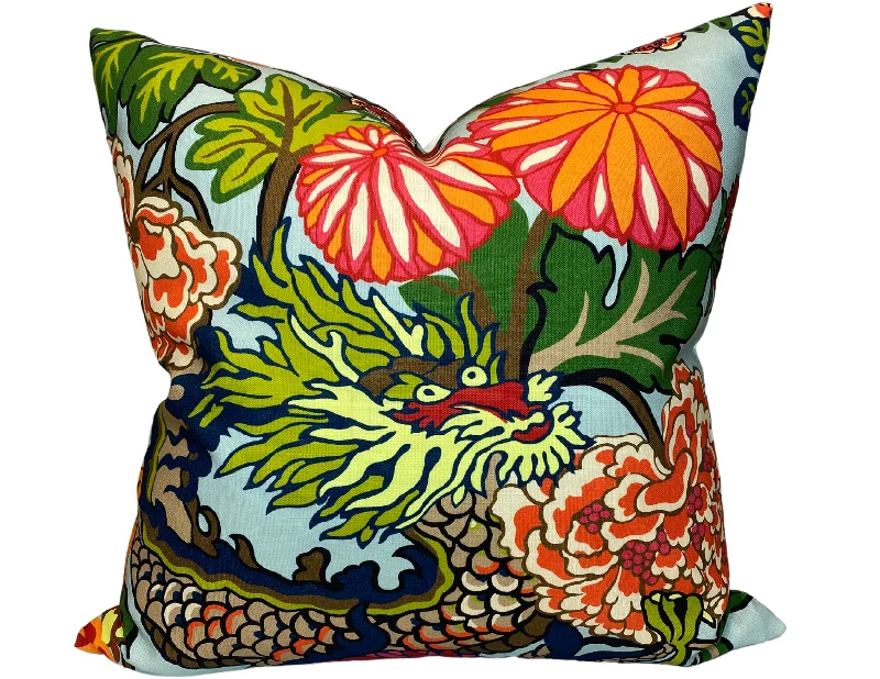 Orthopedic Pillows for Back Pain ReliefSchumacher Outdoor Chiang Mai Dragon Pillow Cover in Aquamarine