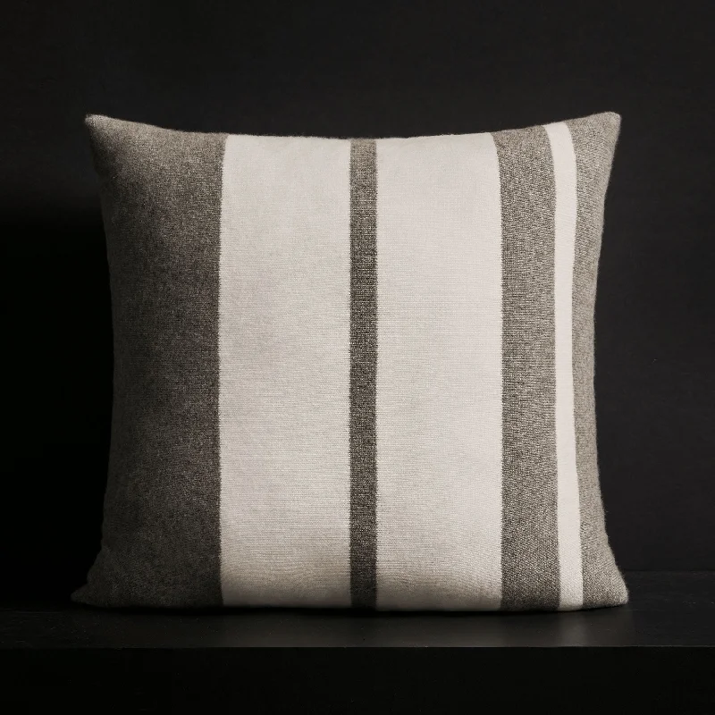 Down Alternative Pillows for Ethical ChoicesCashmere Stripe Sham - Taupe Melange/White