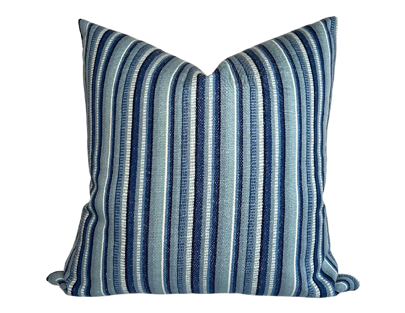 Back Support Pillows for Office ChairsSchumacher Primavera Stripe Indoor Outdoor Pillow Cover in Sea