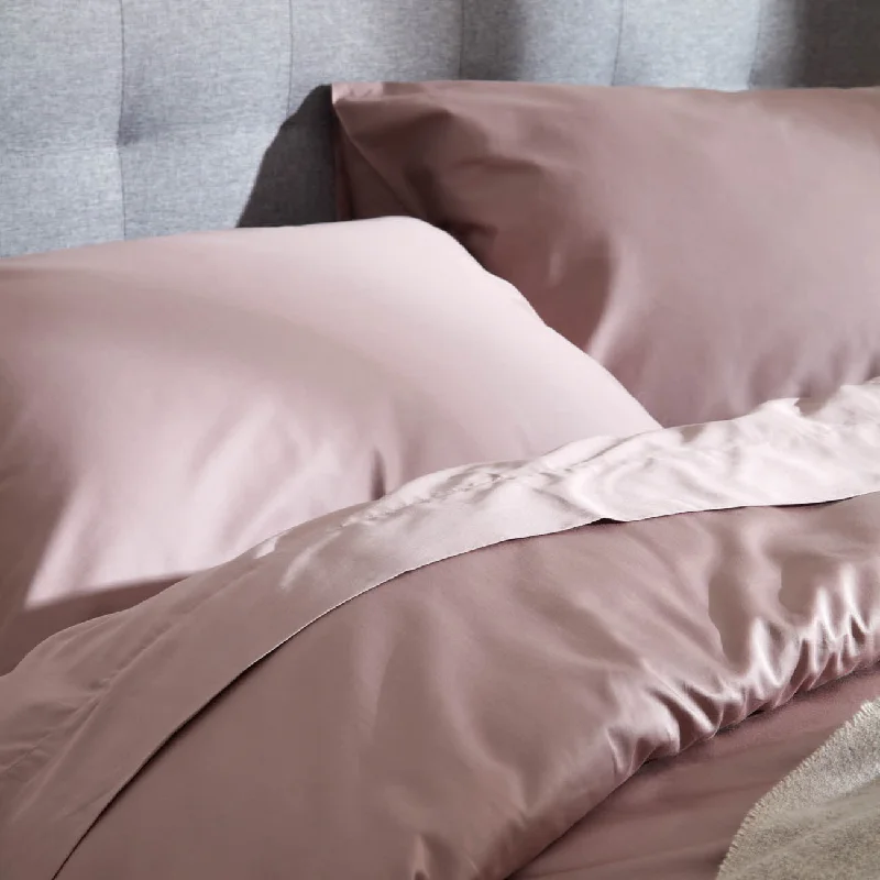 Queen - Size Sheet Sets with a European Pillowcase SetOrganic Cotton Sateen Fitted Sheet - Dusty Rose