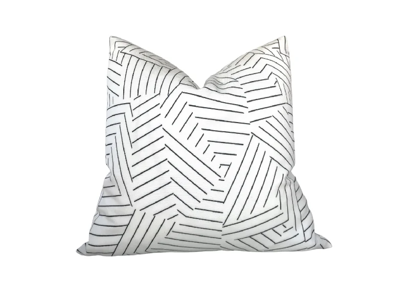 Square Pillows for Modern Home DecorSchumacher Indoor Outdoor Deconstructed Stripe Pillow Cover in Black