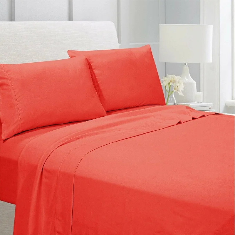 Twin - Size Sheet Sets with a Pillow ProtectorEgyptian Comfort 1800 Count 4 Piece Bed Sheet Set King Peach