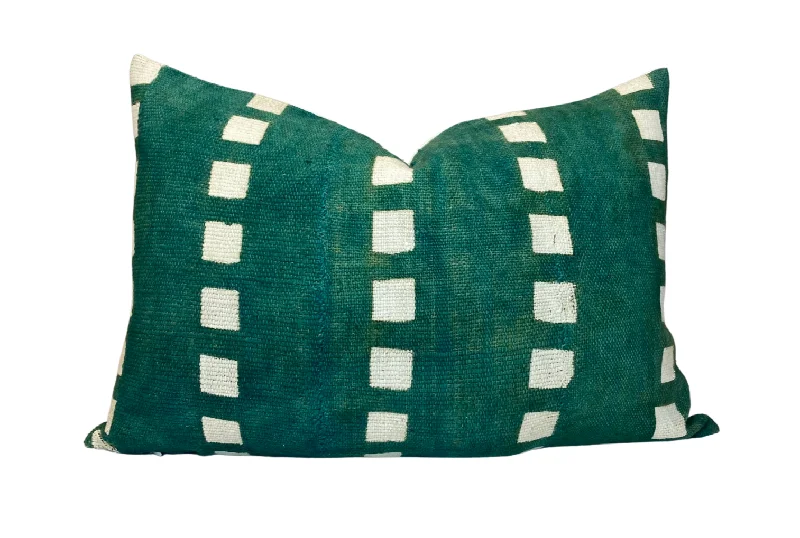 Back Support Pillows for Office ChairsSquare Print Mudcloth Pillow Cover in Hunter Green