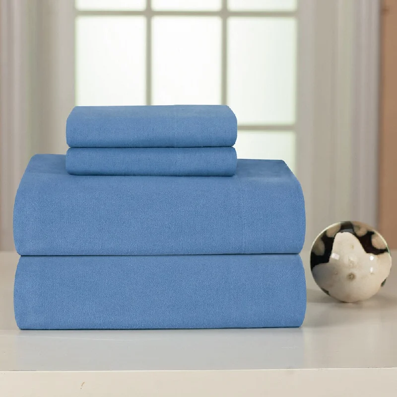 Polyester - Cotton Blend Sheets for Durability and ComfortBlue Heavyweight Flannel Sheet Set