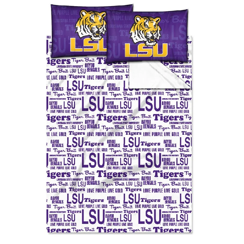 Sheet Sets with Multiple Pillowcase OptionsCOL 821 LSU 'Anthem' Full-size Sheet Set