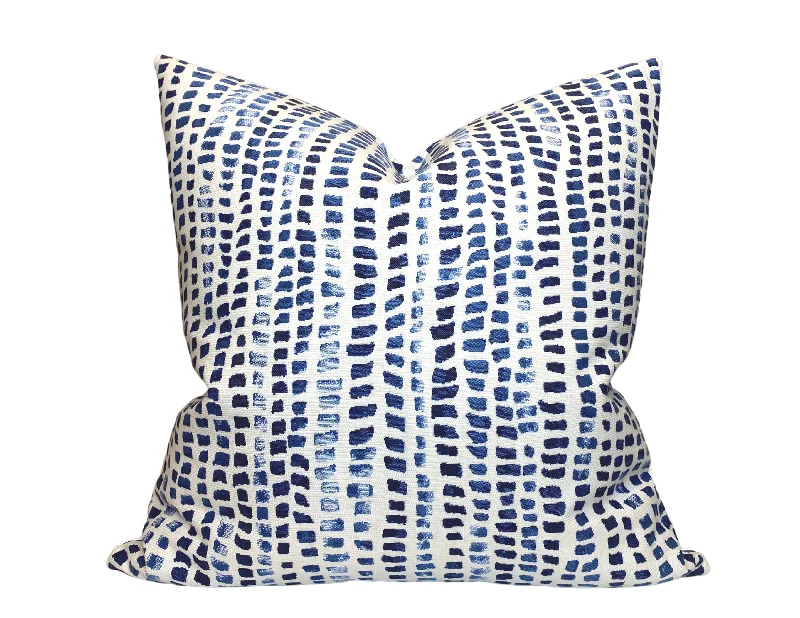 Cotton Pillows for Natural ComfortMosaic Pillow Cover in Blue, Indoor Outdoor Pillows