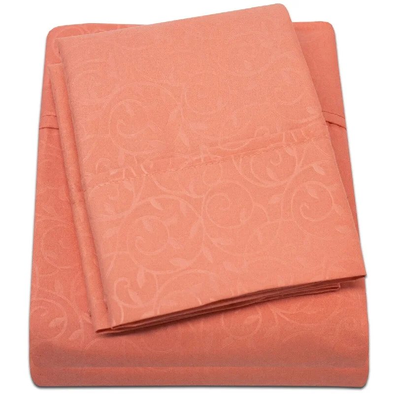 Sheet Sets with Multiple Pillowcase OptionsEmbossed Vine Sheet Set Twin Sheet Set Orange