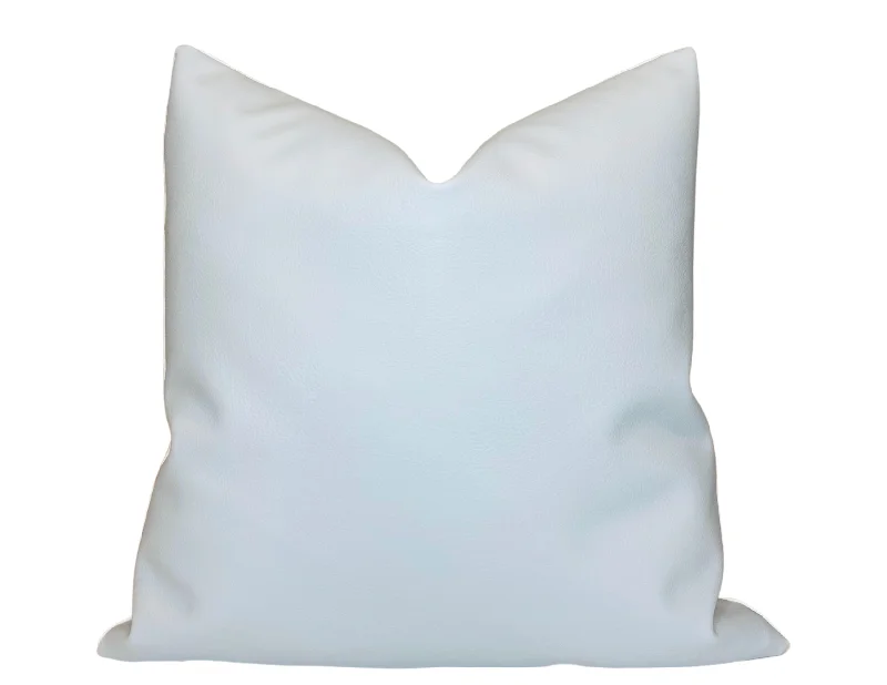 Soft and Fluffy Pillows for Bedroom ComfortLeather Pillow Cover in Pale Blue