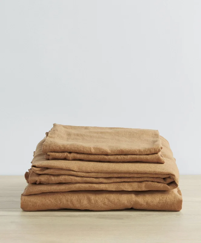 Moisture - Wicking Cotton Sheets for a Dry and Comfortable SleepLinen Sheet Set with Pillowcases - Sand