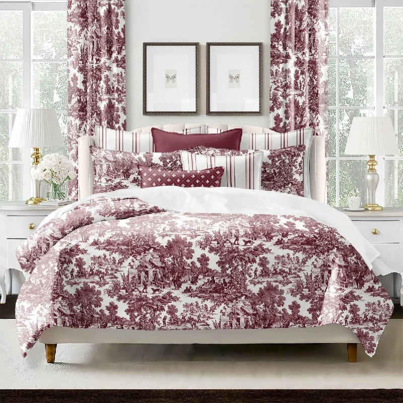 Full - size comforters suitable for full - sized beds in guest rooms or small bedrooms6ix Tailors Au Village Toile Merlot 8 Piece Comforter Designer Set