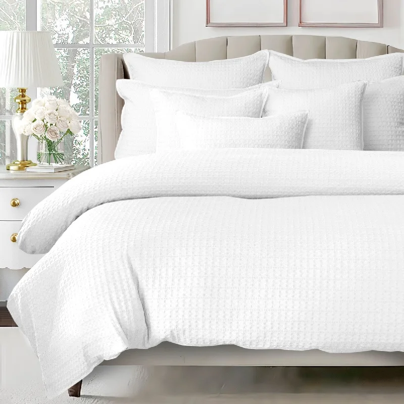 Bamboo - fiber - filled comforters with antibacterial and breathable qualities6ix Tailors Honeycomb Waffle White 8 Piece Comforter Designer Set