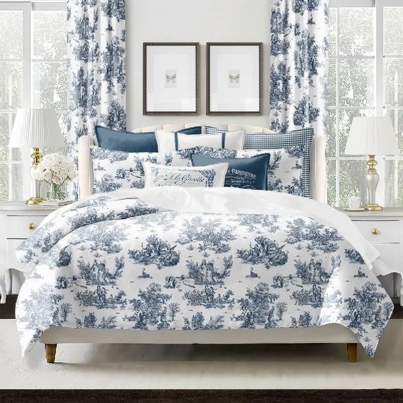 Cotton - filled comforters for a breathable and natural sleep experience6ix Tailors Jardin Du Jouy Toile Indigo 8 Piece Comforter Designer Set