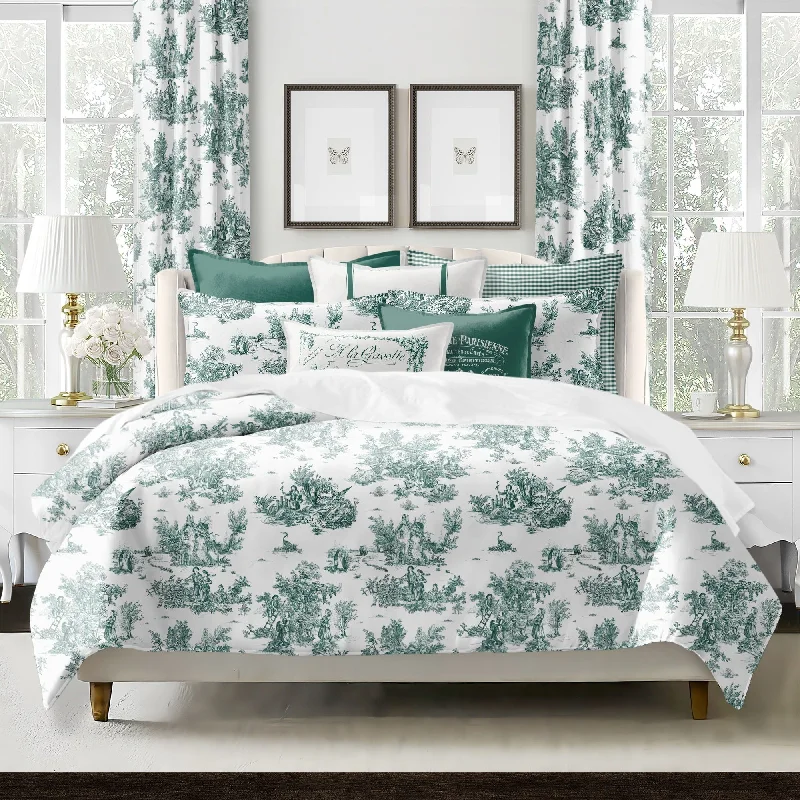 Synthetic - filled comforters like polyester for affordability and hypoallergenic properties6ix Tailors JardinDuJouy Toile Evergreen 8Piece Comforter Designer Set