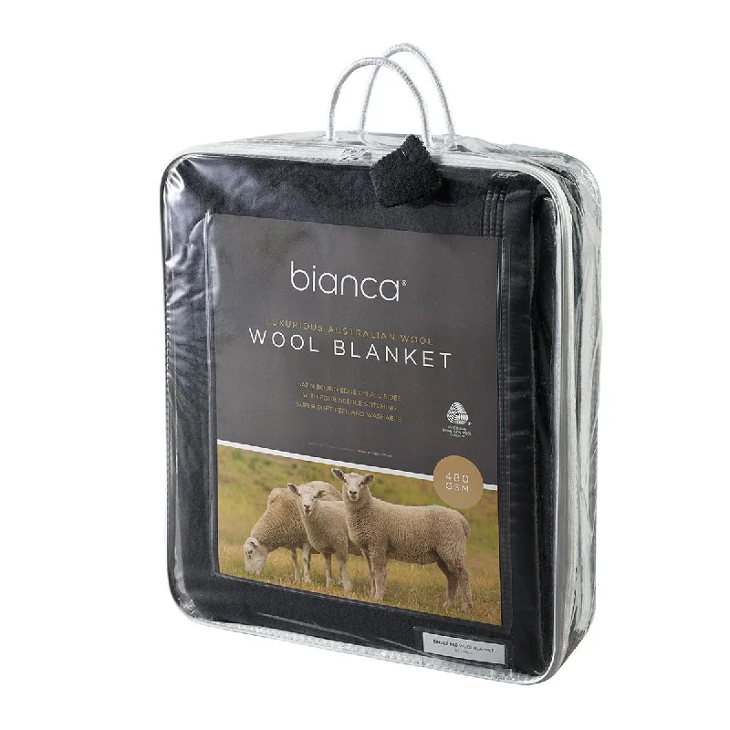 Cotton blankets for breathability and a lightweight feelAustralian Wool Blanket 480gsm Charcoal by bianca