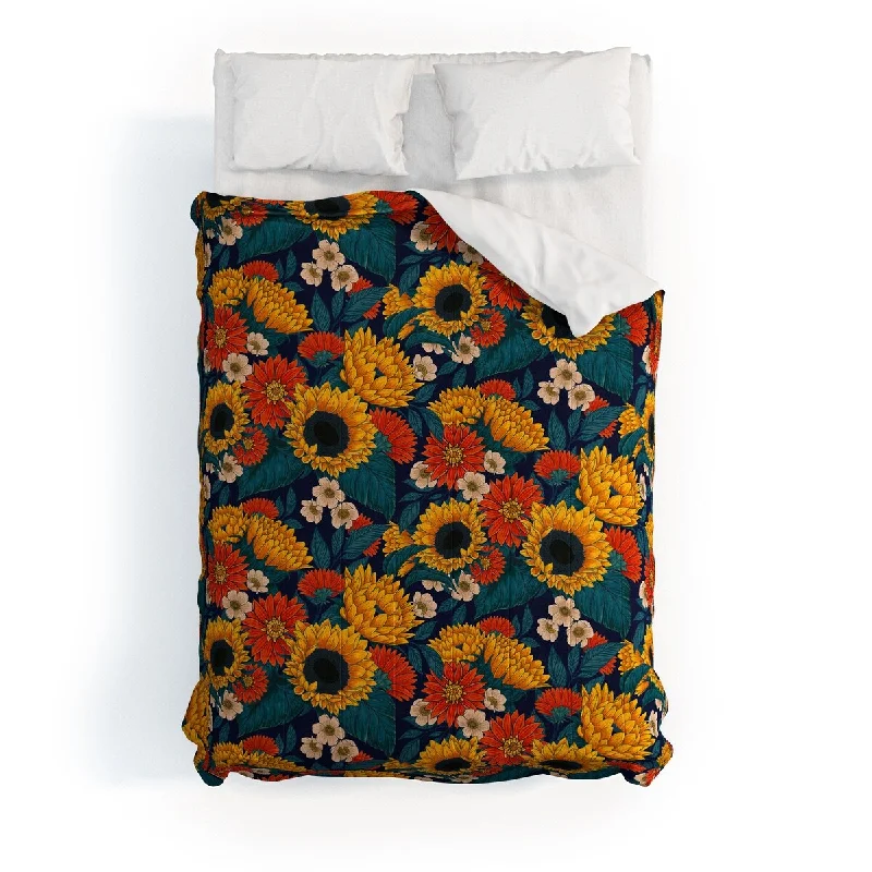 Full - size comforters suitable for full - sized beds in guest rooms or small bedroomsAvenie Sunflower Meadow Mystical Blue Made To Order Full Comforter Set