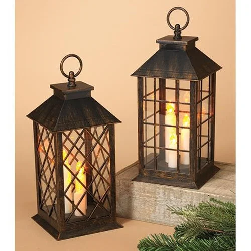 Battery Operated Brushed Finish Trio Lantern 2 Asstd.