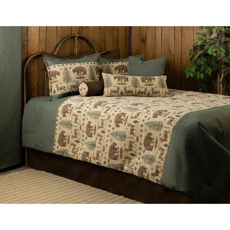 Bamboo - fiber - filled comforters with antibacterial and breathable qualitiesBear and Deer walk evergreen comforter set