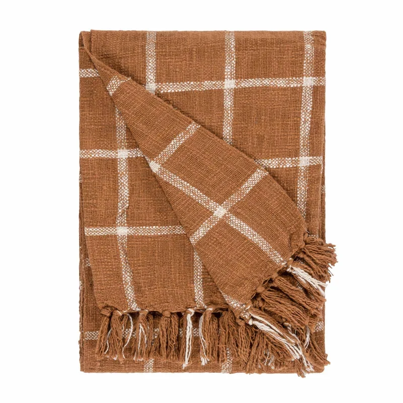 Silk blankets with a smooth and elegant touchBeni Throw Ginger + Natural