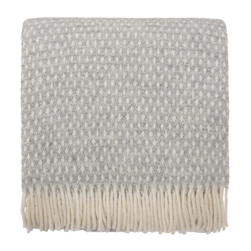 Queen - size blankets for standard - sized bedsOsele Wool Blanket [Light grey melange/Off-white]