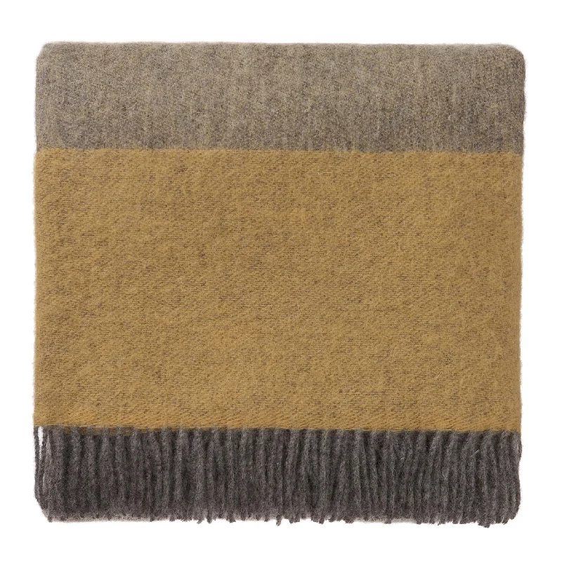 Microfiber blankets that are durable and easy to care forKarby Wool Blanket [Mustard/Grey]