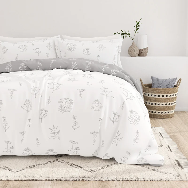 Twin XL duvet covers designed for extra - long twin beds, often used in college dormsBotany Floral Pattern 3-Piece Reversible Duvet Cover Set