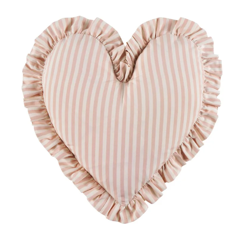 Silk blankets with a smooth and elegant touchBrigitte Stripe Heart Pillow in Blush