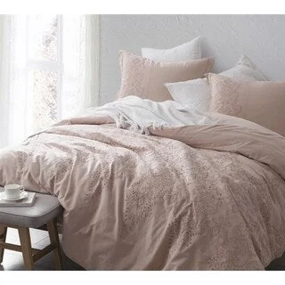 Wool - filled comforters with natural moisture - wicking and temperature - regulating featuresBYB Baroque Stitch Comforter - Ice Pink/Fawn Embroidery