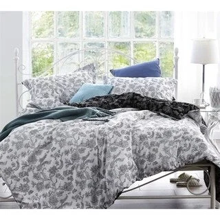 Wool - filled comforters with natural moisture - wicking and temperature - regulating featuresBYB Moxie Vines White and Black Comforter