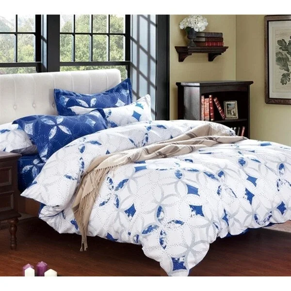 Wool - filled comforters with natural moisture - wicking and temperature - regulating featuresBYB Sapphire Peace Blue and White Comforter (Shams Not Included)