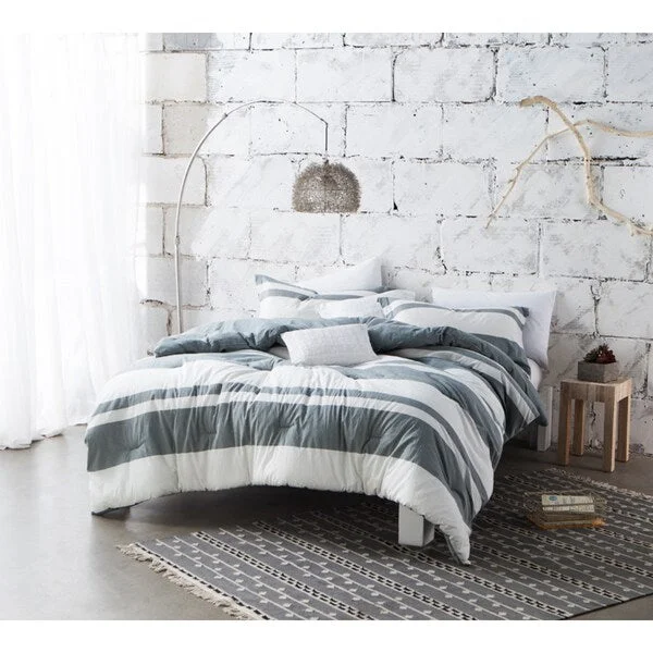 Duck down comforters with a softer feel and good warmth retentionBYB Sunset Grey Stripe Comforter (Shams Not Included)