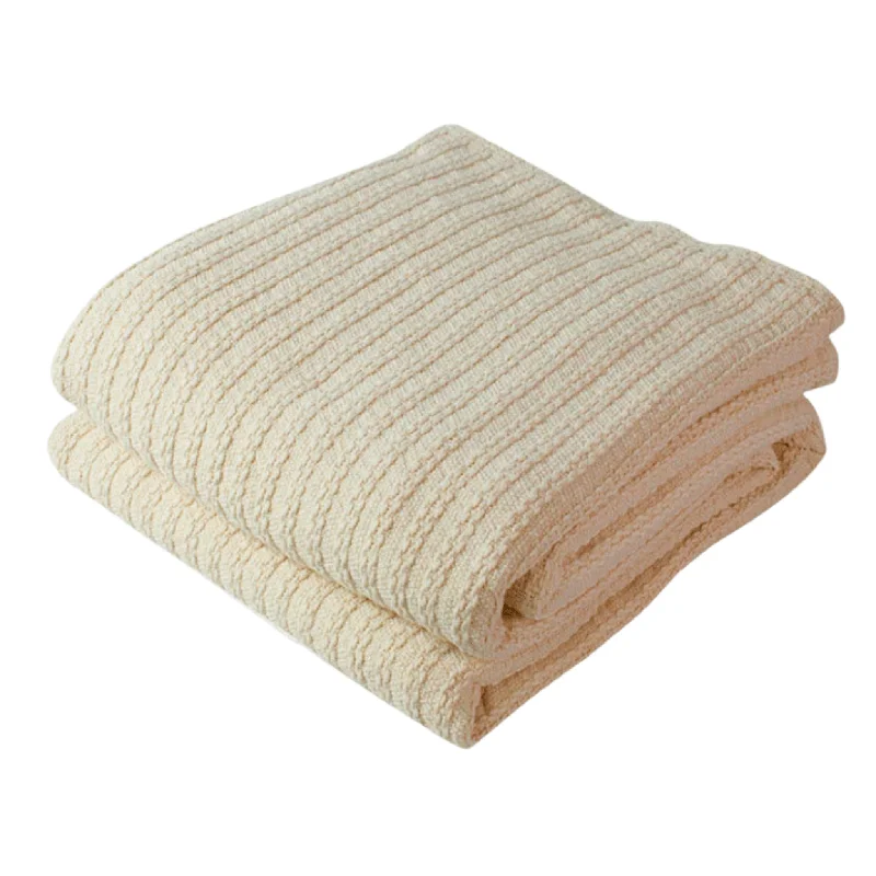 Bamboo fiber blankets with natural antibacterial propertiesCable Knit Blanket in Natural - Available In Multiple Sizes