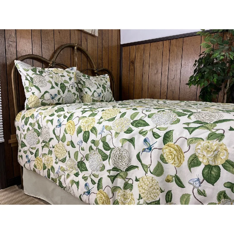 Goose down comforters known for their superior quality and insulationCamelia botanical comforter set