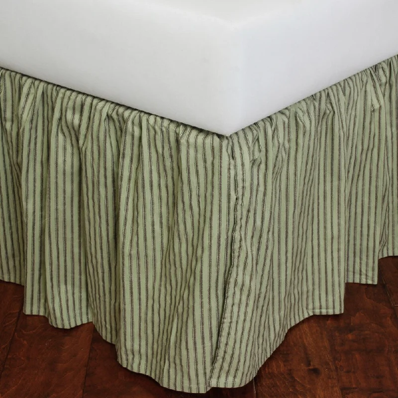 Celadon Green Stripe 18-inch Drop 3 Piece Tuck in Bed Skirt