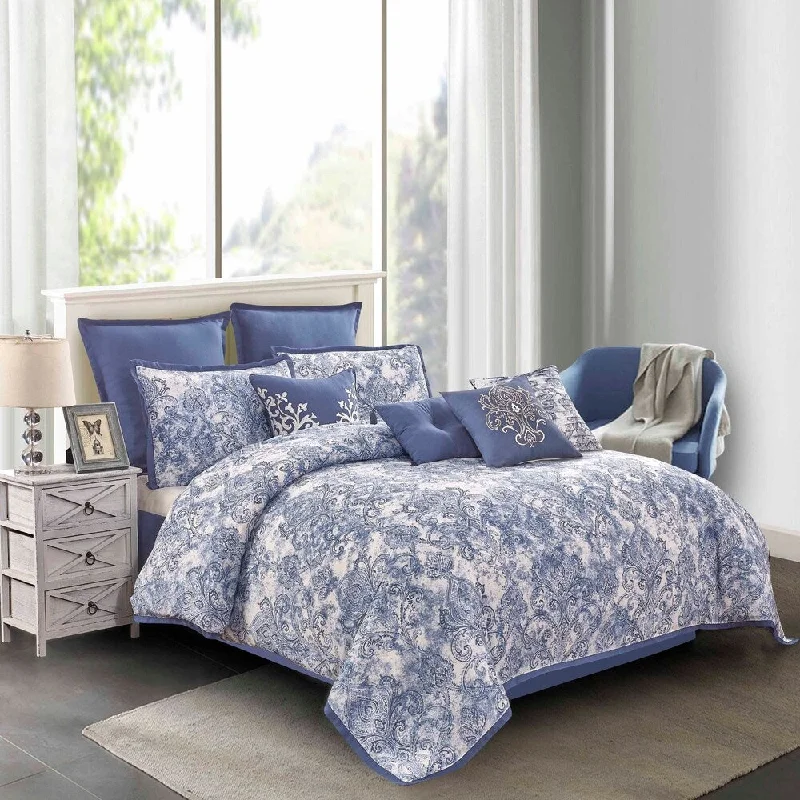 Queen - size comforters for standard queen - sized mattressesCeleste Printed Comforter Set in Blue