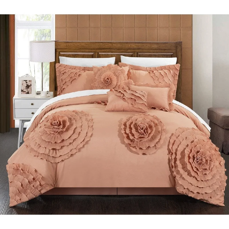 King - size comforters to fit large king - sized beds perfectlyChic Home 7-piece Buxton Peach Oversized Comforter Set