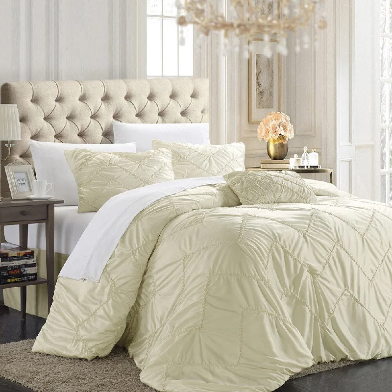 Cotton - filled comforters for a breathable and natural sleep experienceChic Home Belvia Beige 5-piece Comforter Set