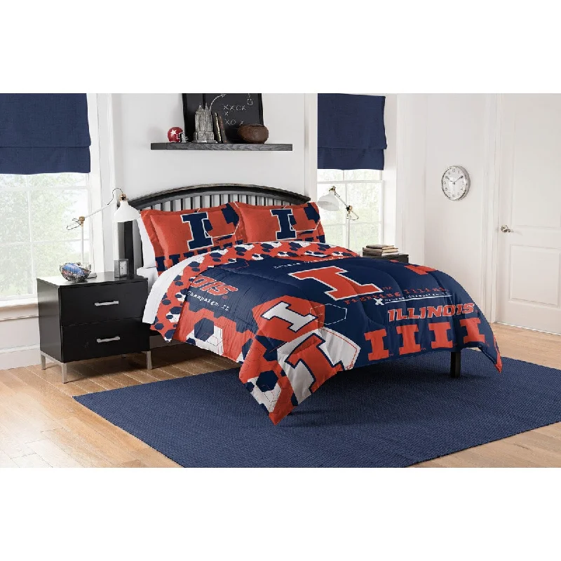 Wool - filled comforters with natural moisture - wicking and temperature - regulating featuresCOL 849 Illinois Hexagon Take F/Q Comforter Set