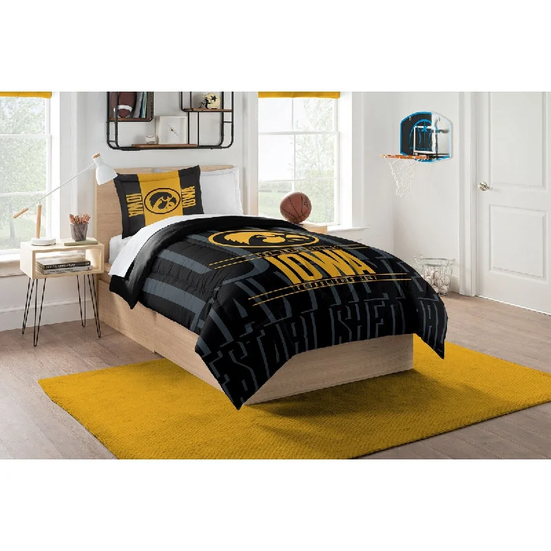 Synthetic - filled comforters like polyester for affordability and hypoallergenic propertiesCOL 862 Iowa Modern Take Twin Comforter Set