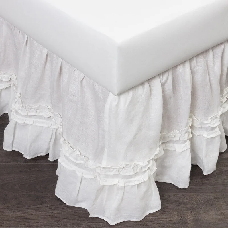 Cottage Home Brittany Ruffled Cotton 60 x 80 x 20 Inch Drop 3 Piece Tuck in Bed Skirt