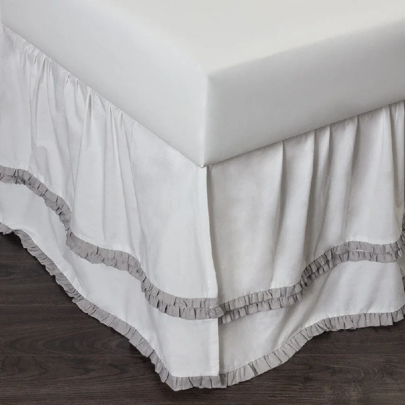 Cottage Home Petra Ruffle Grey Cotton 3 Piece Tuck in Bed Skirt