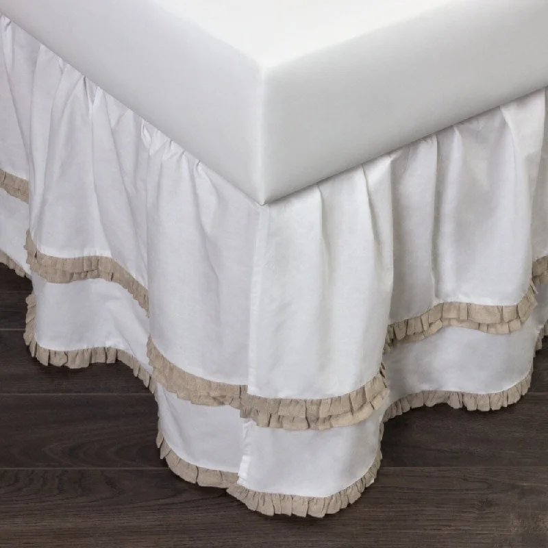 Cottage Home Petra Ruffle Natural Cotton 3 Piece Tuck in Bed Skirt