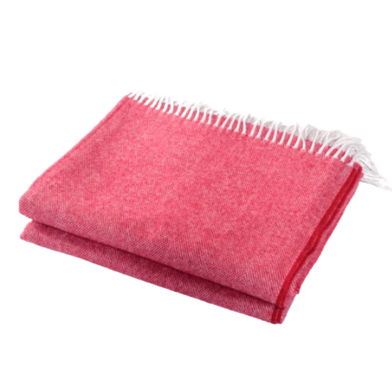 Queen - size blankets for standard - sized bedsCranberry Merino Wool Fringed Throw Blanket