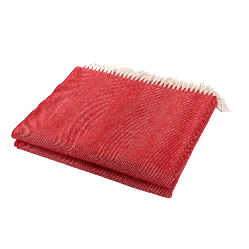 Silk blankets with a smooth and elegant touchCrimson Merino Wool Fringed Throw Blanket