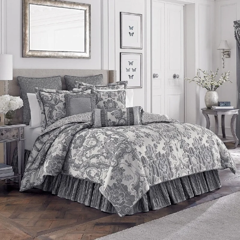 Latex - filled comforters with a bouncy texture and good supportCroscill Everly Ivory and Platinum 4-piece Comforter Set