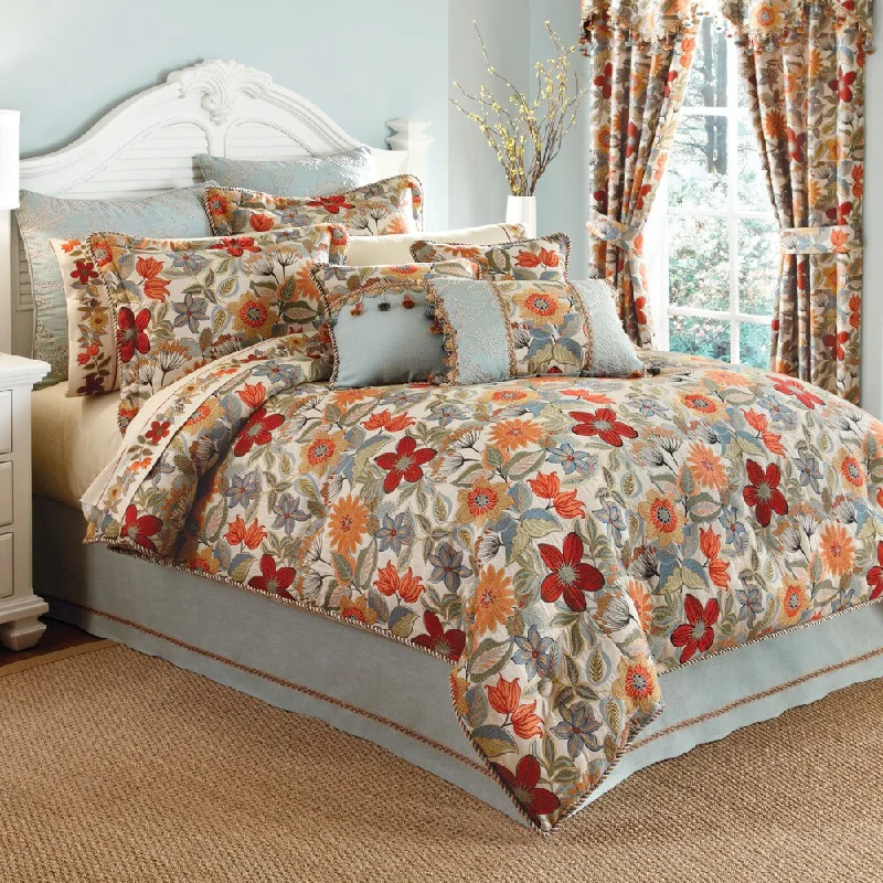 Latex - filled comforters with a bouncy texture and good supportCroscill Mardi Gras 4-piece Floral Comforter Set