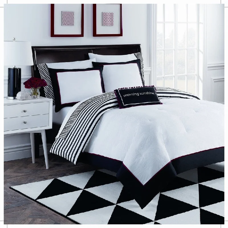 Wool - filled comforters with natural moisture - wicking and temperature - regulating featuresDahlia 8 Piece Black and White Comforter Set