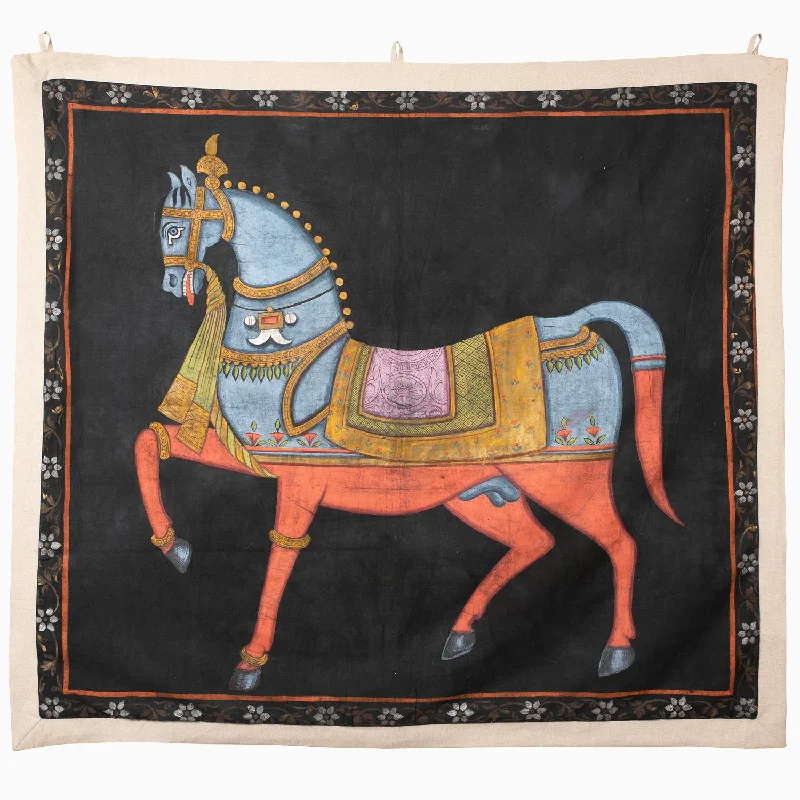 Geometric - patterned duvet covers for a modern and stylish lookDancing Horse on Black Tapestry